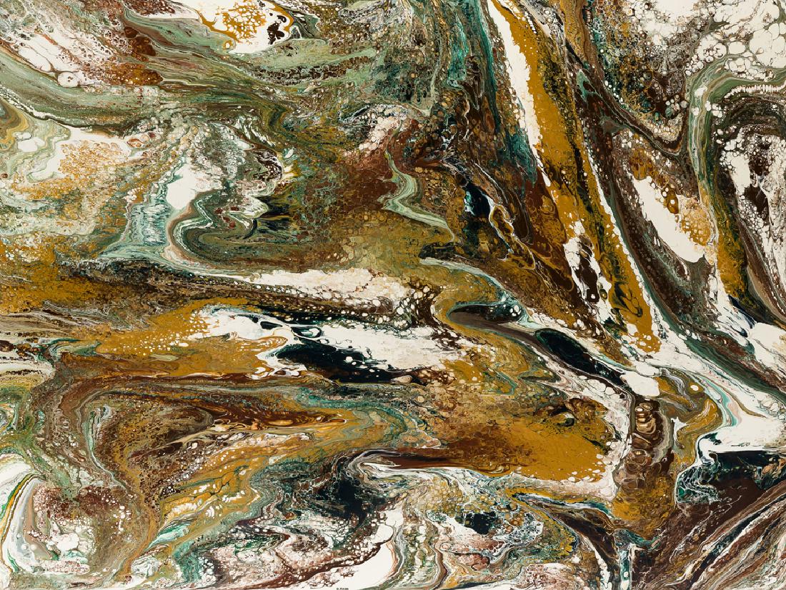 Richard Mann (20th Century American): "P285" Acrylic on panel Signed lower center: R. Mann, titled verso 36" H x 48" W