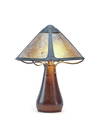 A hand hammered Dirk Van Erp table lamp with mica shade