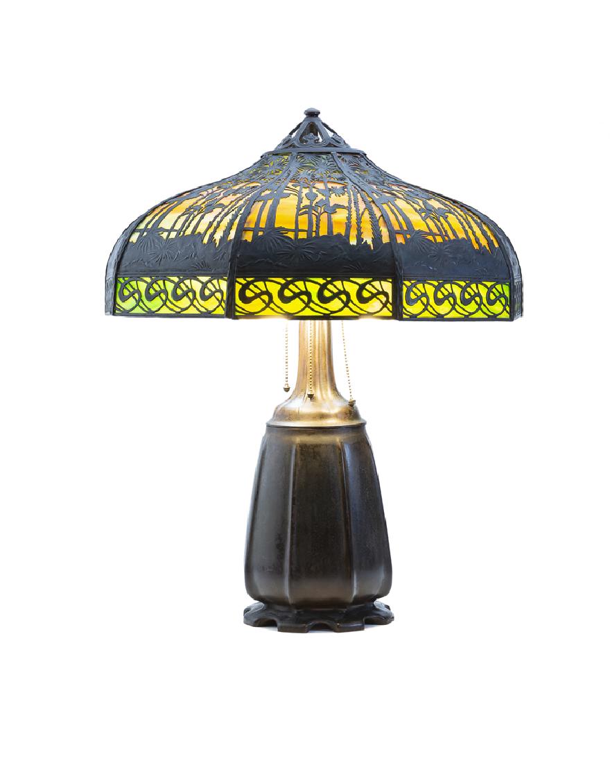A Handel table lamp with bell-shaped bronze base (1 of 5)