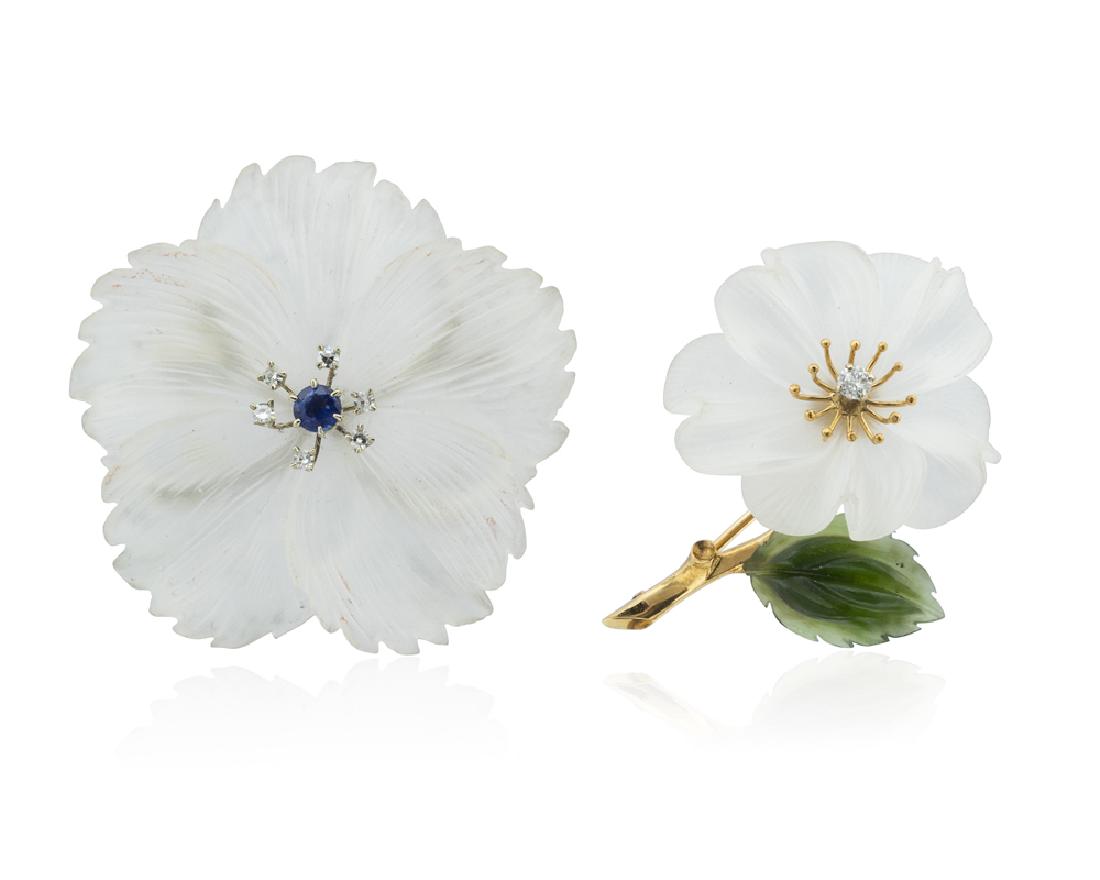 Two rock crystal flower pins (1 of 2)