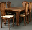 1132: Majorelle ''Les Bles'' walnut dining table chairs