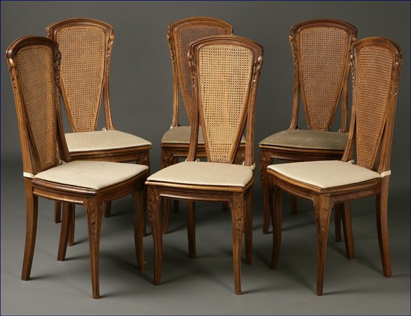 Majorelle ''Les Bles'' walnut dining table chairs - 2