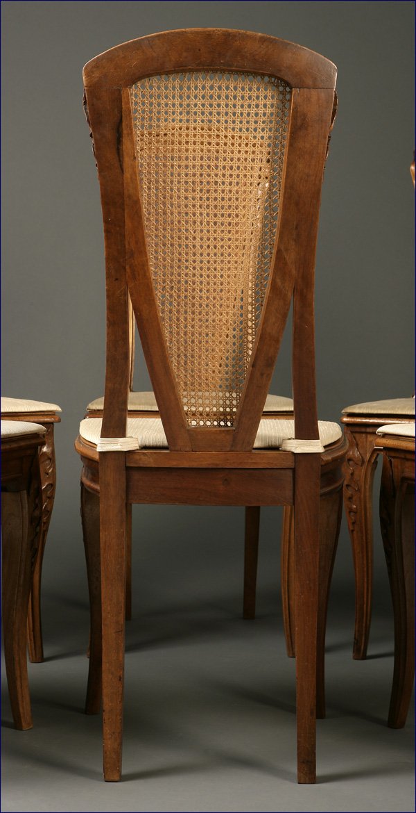 Majorelle ''Les Bles'' walnut dining table chairs - 4
