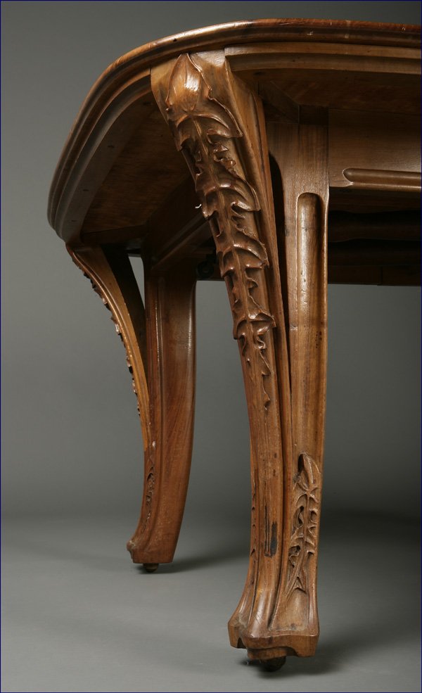 Majorelle ''Les Bles'' walnut dining table chairs - 5