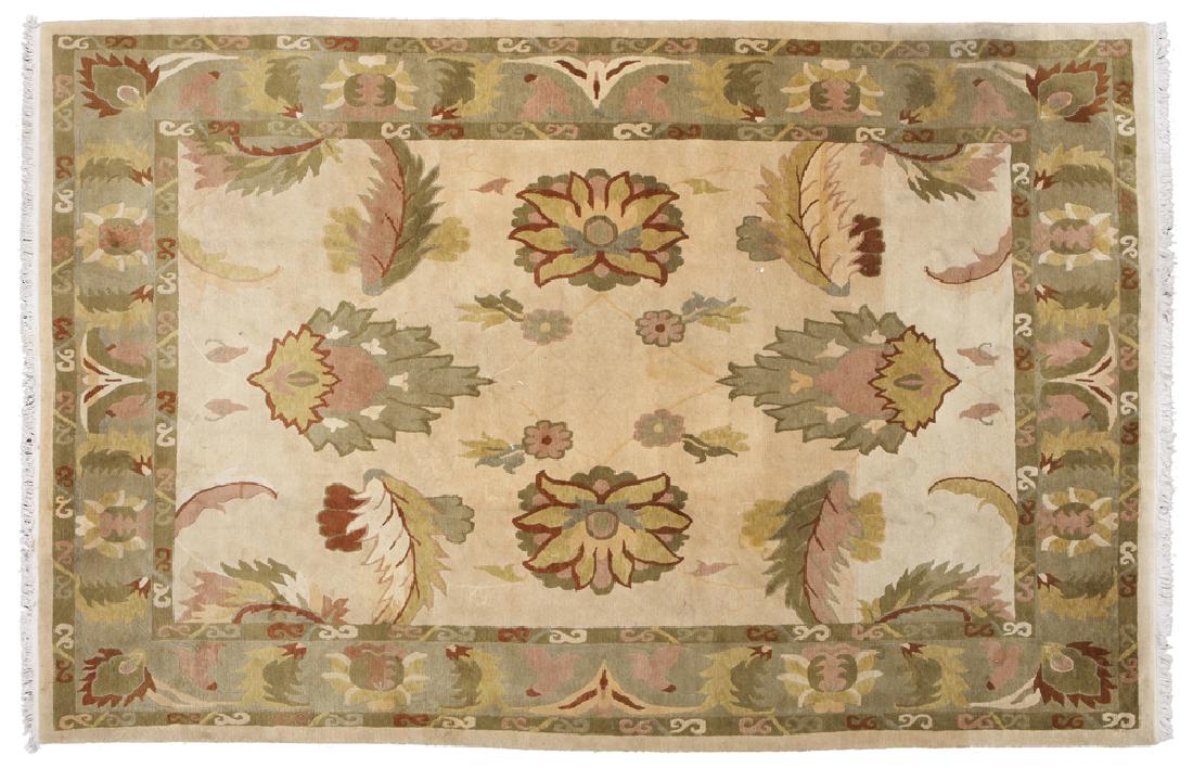 A large area rug: Contemporary With Royal International Tibetan Carpets tag verso In an Arts & Crafts pattern 164.5" H x 116.5" W