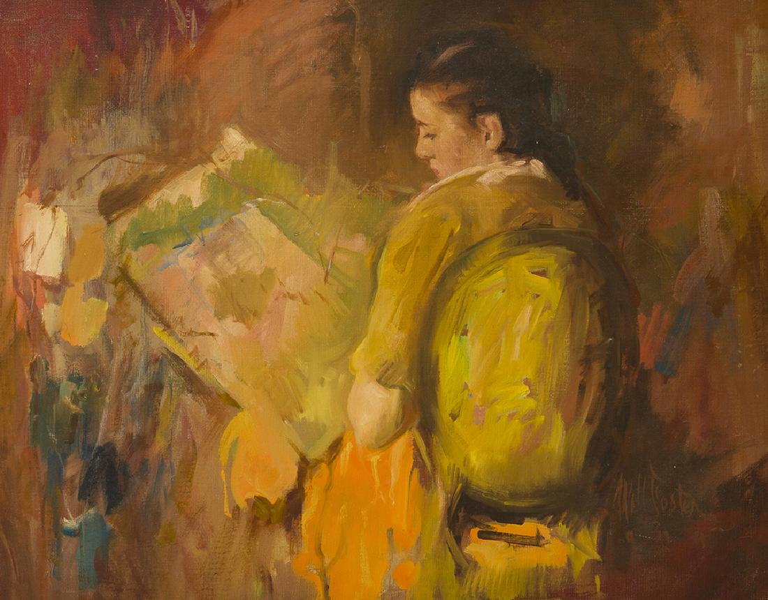 William Frederick Foster ANA (1883-1953 New York, NY): Lady Seated in Yellow Chair Oil on canvas Signed lower right: Will Foster a.n.a. 24" H x 30" W Literature: P. Settecase Barton, "William Frederick Foster, A.N.A.: Portrait of a Painter," Los Angeles,