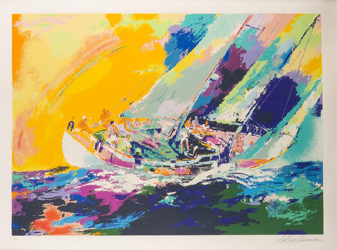 LeRoy Neiman (1921-2012 New York, NY): Hawaiian Sailing Color serigraph on paper under Plexiglas Edition 19/300, signed lower right: LeRoy Neiman 27.25" H x 38.25" W Provenance: Timothy Yarger Fine Art, Beverly Hills, CA.