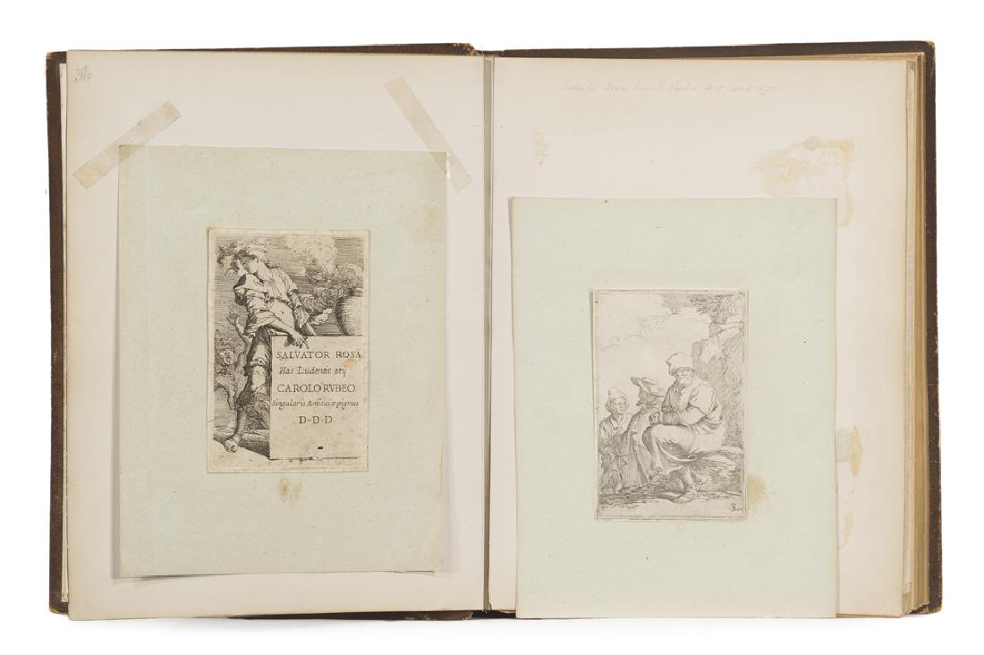 Salvator Rosa (1615-1673 Italian): A collection of 26 etchings Etchings on laid paper in a bound leather book Initialed in the plate Each: Plate: 5.75" H x 3.75" W