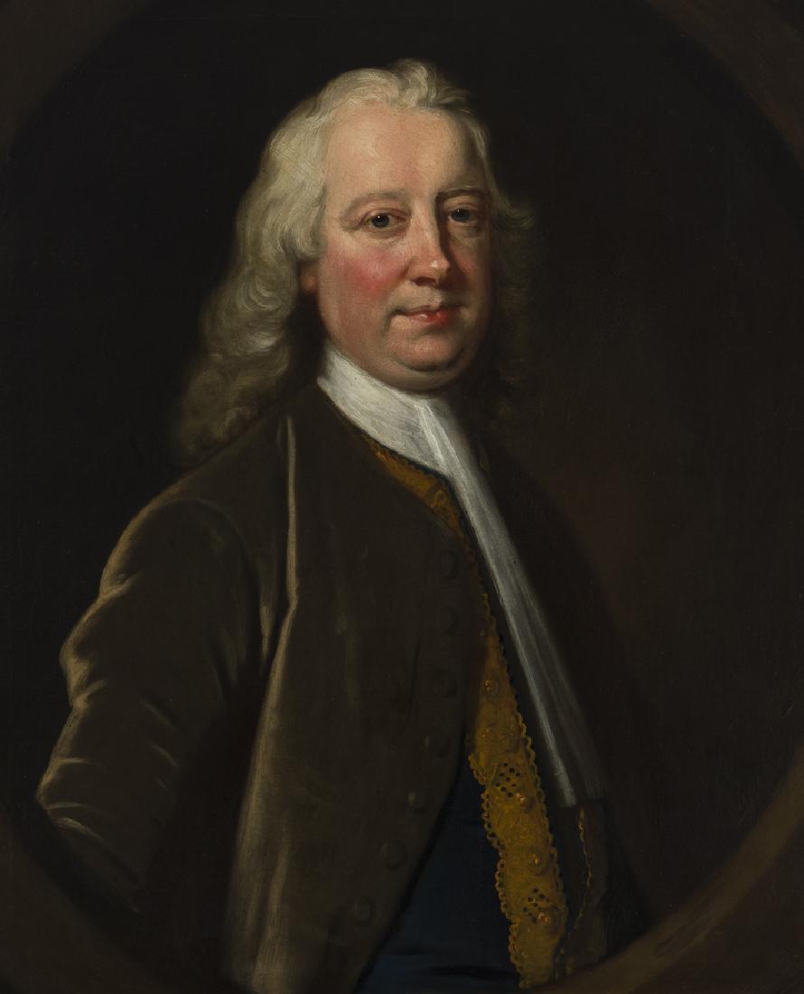 Thomas Hudson (1701-1779 British): Portrait of a Gentleman, possibly William, 1st Viscount Courtenay (1709-1762) Oil on canvas Unsigned 30" H x 25" W Provenance: Commissioned by Sir William Courtenay, 3rd Bt and later 1st Viscount Cour