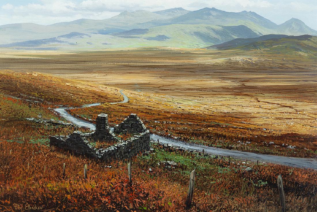Peter Ellenshaw (1913-2007 Santa Barbara, CA): Irish countryside Oil on canvas Signed lower left: Peter Ellenshaw 16" H x 24" W