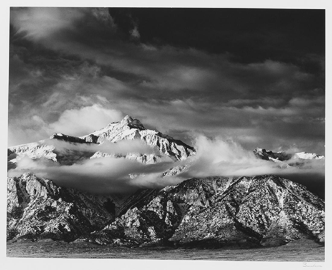 Bruce Barnbaum (1943-* Granite Falls, WA): Mt. Williamson, Sunrise, (Sierra Nevada Mountains), 1972 Silver gelatin print Signed lower right margin: Barnbaum; Artist stamp verso; Numbered and titled in ballpoint pen: 45-431A Mt. Williamson, Sun