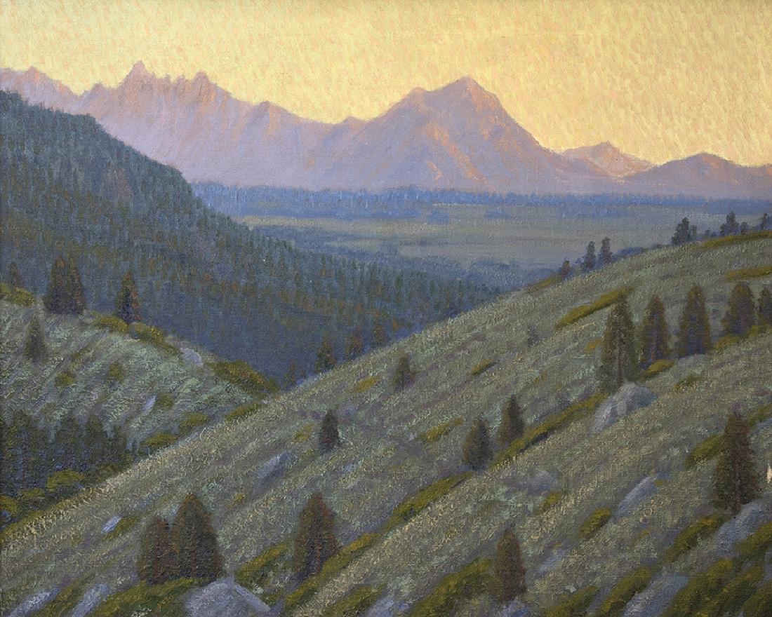 Ernest Browning Smith (1866-1951 Los Angeles, CA): Yellow Sky Oil on canvas Unsigned, titled in another hand on a gum label affixed to the stretcher 24" H x 30" W