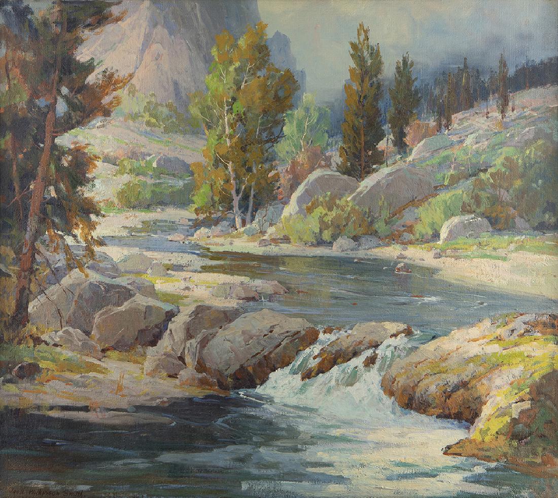 Jack Wilkinson Smith (1873-1949 Alhambra, CA): Mountain stream Oil on canvas Signed lower left: Jack Wilkinson Smith 24" H x 27.25" W