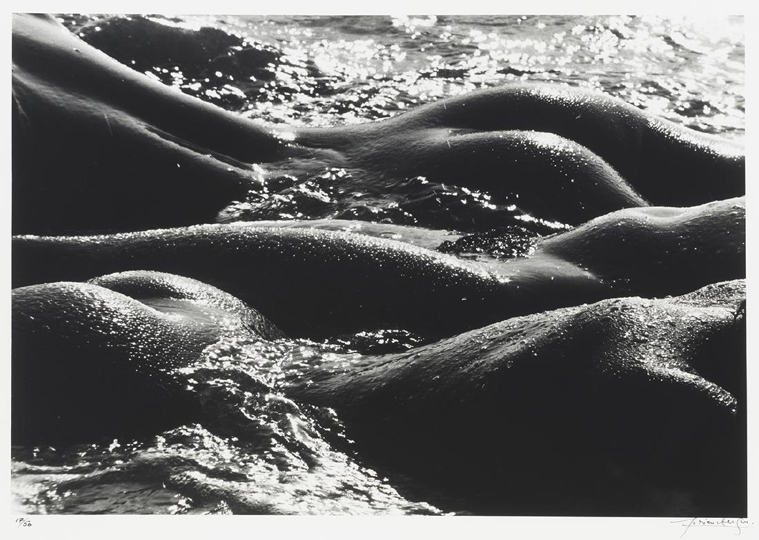 Lucien Clergue (1934-2014 French): Ge´antes de la Mer, Camargue Silver gelatin print under Plexiglas Edition 17/50, signed lower right: Lucien Clergue, signed again verso Image: 14" H x 20.5" W