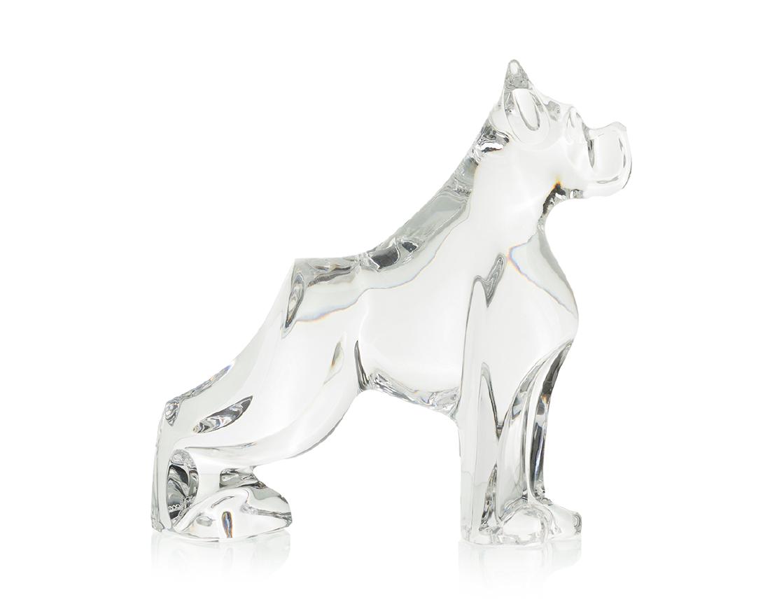 A Baccarat crystal boxer dog figurine: Contemporary Marked to underside for Baccarat 5.25" H x 5" W x 2" D