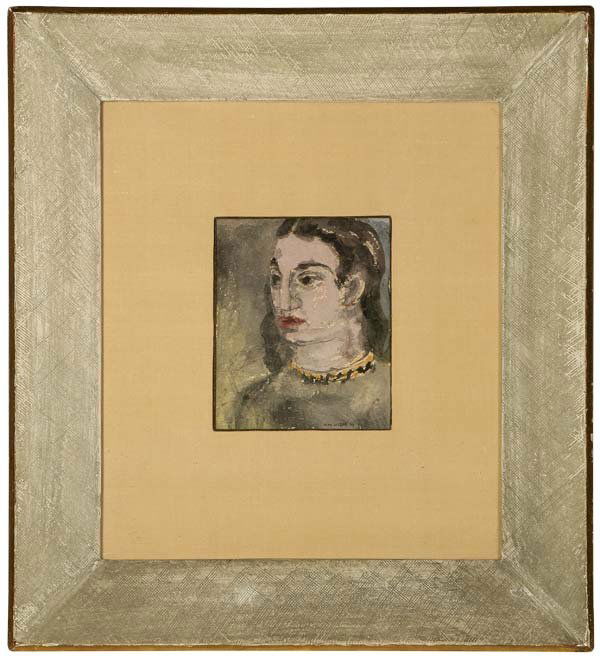 Max Weber (1881-1961): portrait of a woman, signed and dated lower right: Max Weber '26, ink and watercolor on paper under glass, sight size: 5.25'' x 4.5'', est:$2500/3500. Provenance: Acquired directly from the artist by