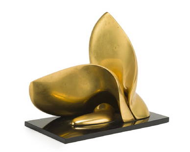 Jack Zajac (1929-* American): Small Swan III, 1971 Gilt bronze on black acrylic plinth Edition 20/25, signed: Jack Zajac 8" H x 10.25" W x 4.75" D Provenance: Jodi Scully Gallery, Los Angeles, CA. Estate of Mrs. Donald M. Jones, P