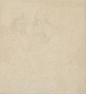 Alphonse Legros (1837-1911 French): Two faces, after Michangelo Graphite on paper laid to paper under glass Unsigned Sheet: 12.5" H x 11.5" W Provenance: Estate of Mrs. Donald M. Jones, Pasadena, CA.