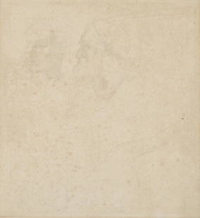 Alphonse Legros (1837-1911 French): Two faces, after Michangelo Graphite on paper laid to paper under glass Unsigned Sheet: 12.5" H x 11.5" W Provenance: Estate of Mrs. Donald M. Jones, Pasadena, CA.