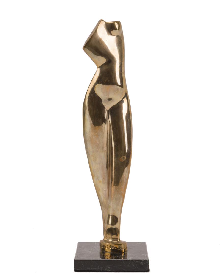 After Alexander Archipenko (1887 - 1964 New York): Torso Cast brass on marble plinth Signed and numbered: Archipenko 1914 Sculpture: 14.5" H x 3" W x 1.25" D