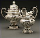 1246: A Frederick Marquand coin silver sugar bowl & jug