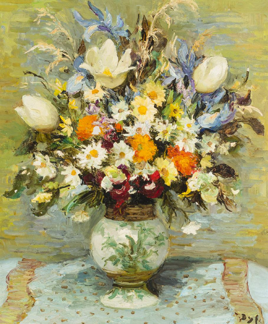 Marcel Dyf (1899-1985 French): Floral still life Oil on canvas Signed lower right: Dyf 28.5" H x 23.5" W