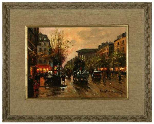 School of Edouard Leon Cortes (20th c-): Le Boulevard de la Madeleine, Paris, bears signature lower right: Edouard Cortes oil on canvas 13'' x 18'' est:$3000/5000