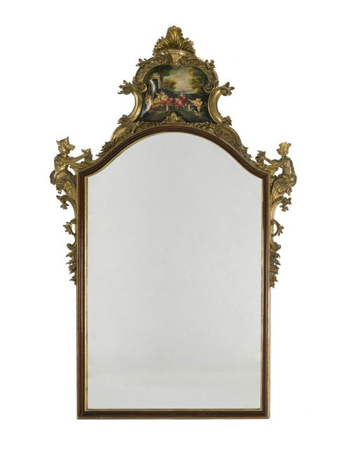 A Vernis Martin Style Gilt Wall Mirror