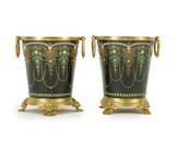 A pair of enameled jardini&egrave;res