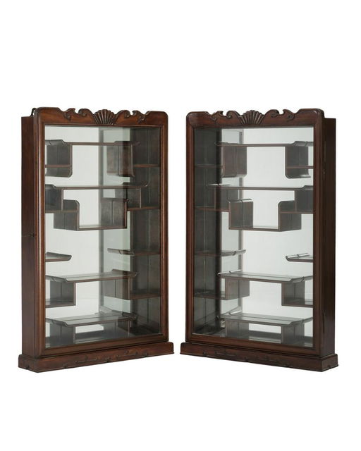 A Pair Of Chinese Wall Display Cabinets
