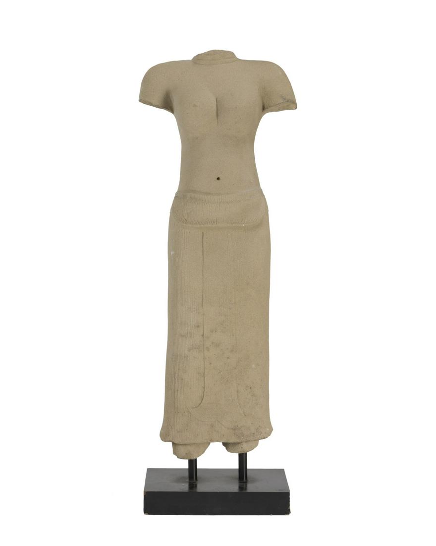 A Southeast Asian carved stone torso on stand (1 of 2)