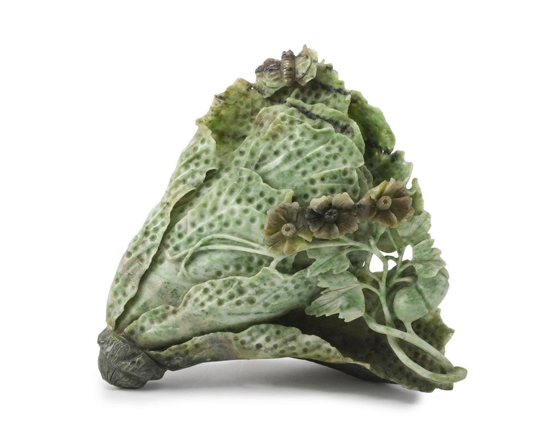 A carved Chinese hardstone cabbage (1 of 2)