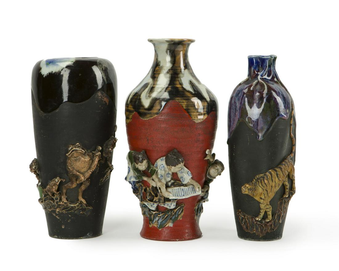 Three Sumida Ware vases (1 of 6)