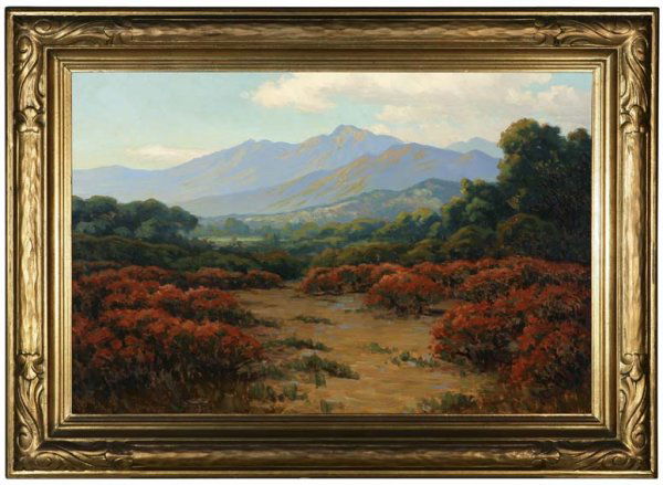 John Marshall Gamble (1863-1957): Santa Barbara landscape with blooming flowers, circa 1920s - 30s, signed lower left: John M. Gamble, oil on canvas, 20'' x 30'', est:$65,000/80,000. Provenance: The J.D. Trust, Paradise Valley, AZ