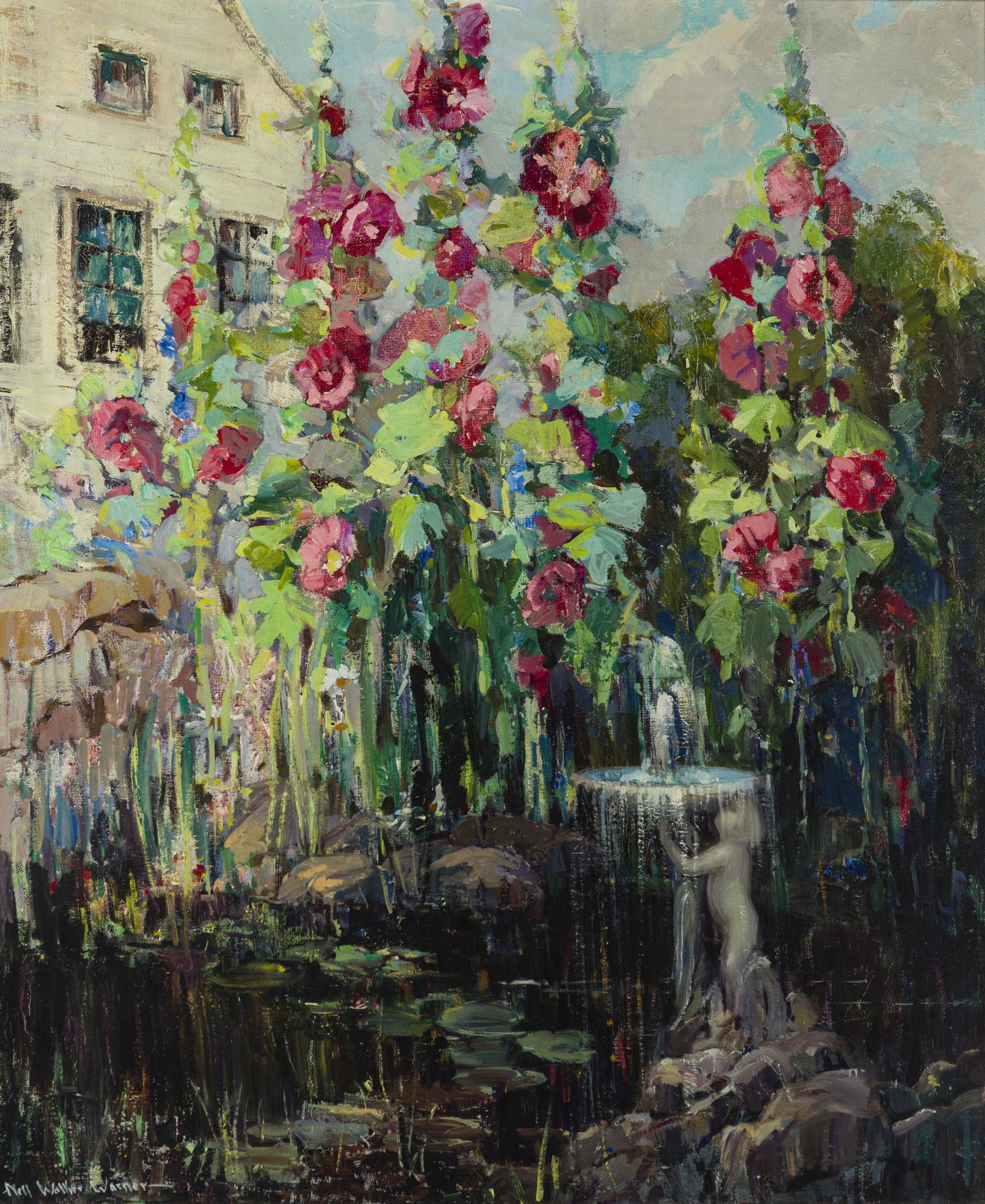 Nell Walker Warner (1891-1970 Carmel, CA): "Fairy Pool" Oil on canvas Signed lower left: Nell Walker Warner, titled on the stretcher, titled again on an artist's label affixed verso 36" H x 30" W