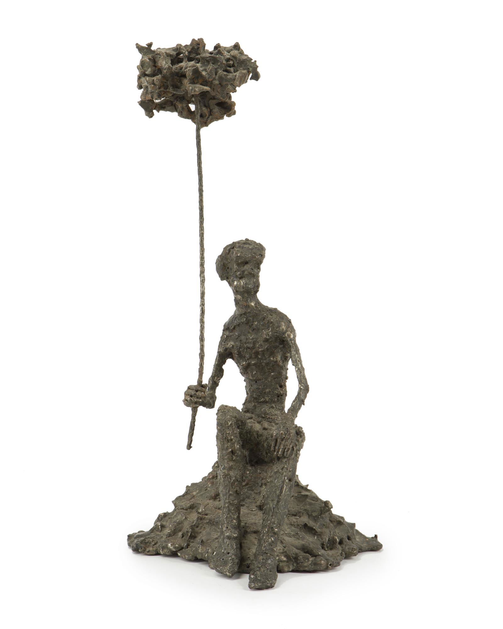 Daniel Gluck (20th Century American): Figure with cloud on a string Bronze Signed: Gluck 19.25" H x 9.75" W x 9" D