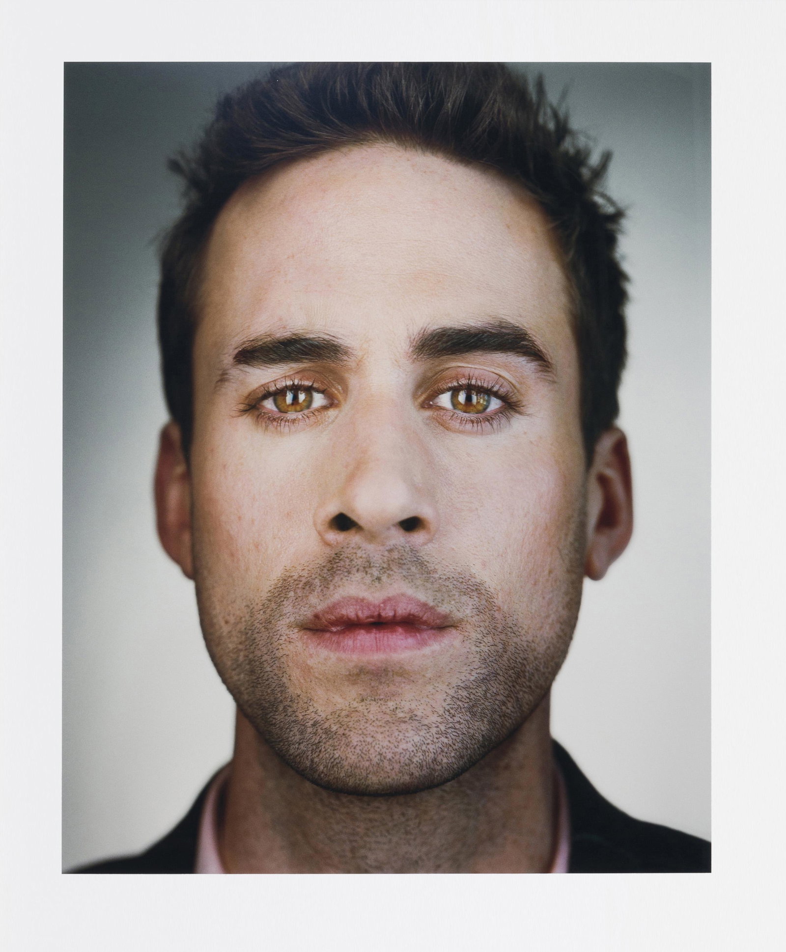 Martin Schoeller (b. 1968 American/German): "Joseph Fiennes," 1998 Digital C-print; printed 2008 Edition 1/7, signed and dated on studio label verso: Schoeller Image: 35" H x 28" W; Sheet: 43" H x 35" W Image: 35&q