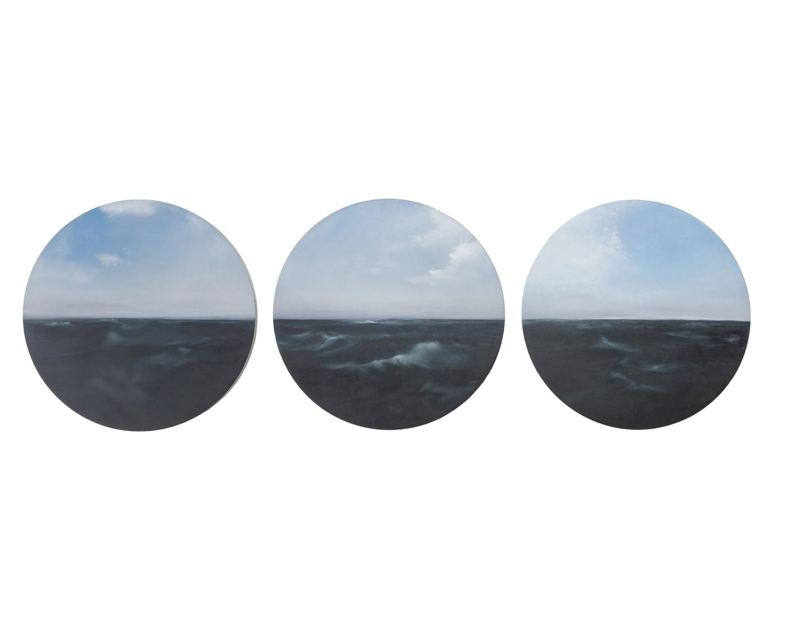 Robert Porte (b. 1960 American): Three works: "Port Holes" Aluminum disks Apparently unsigned 9" Dia. x 1" D Provenance: Peter Blake Gallery, Laguna Beach, CA