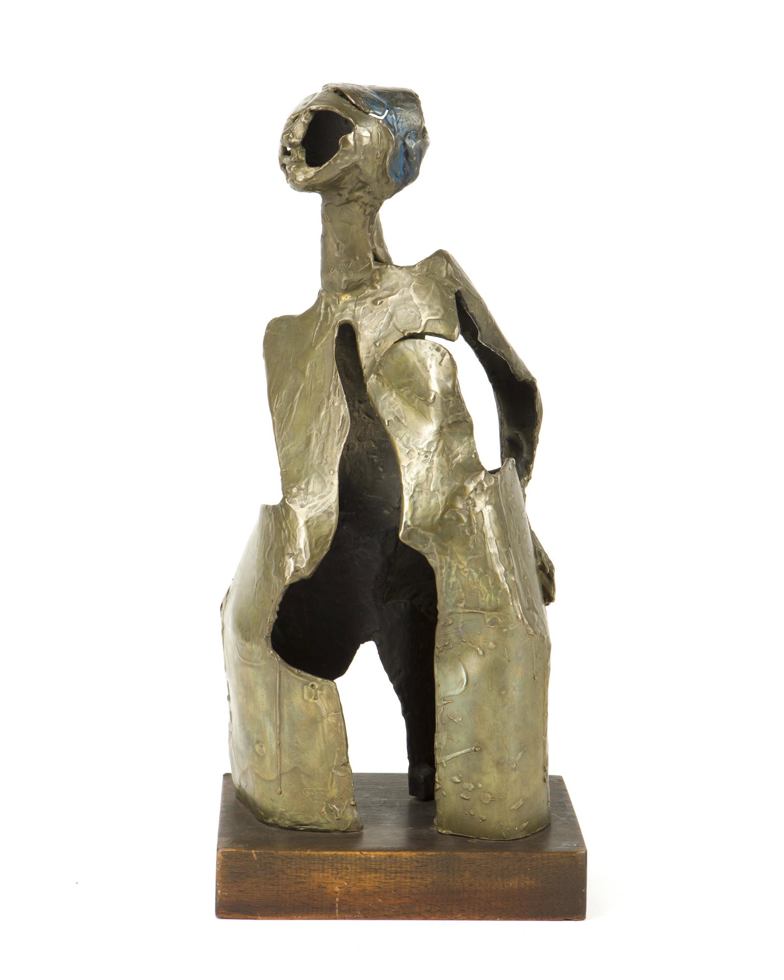 Mildred Kouzel (1922-2016 California): "Akimbo" Polychrome bronze on wooden plinth Signed to base: Mildred Kouzel; Further signed; The Art Foundry H: 20.5 x 9"W x 6" D