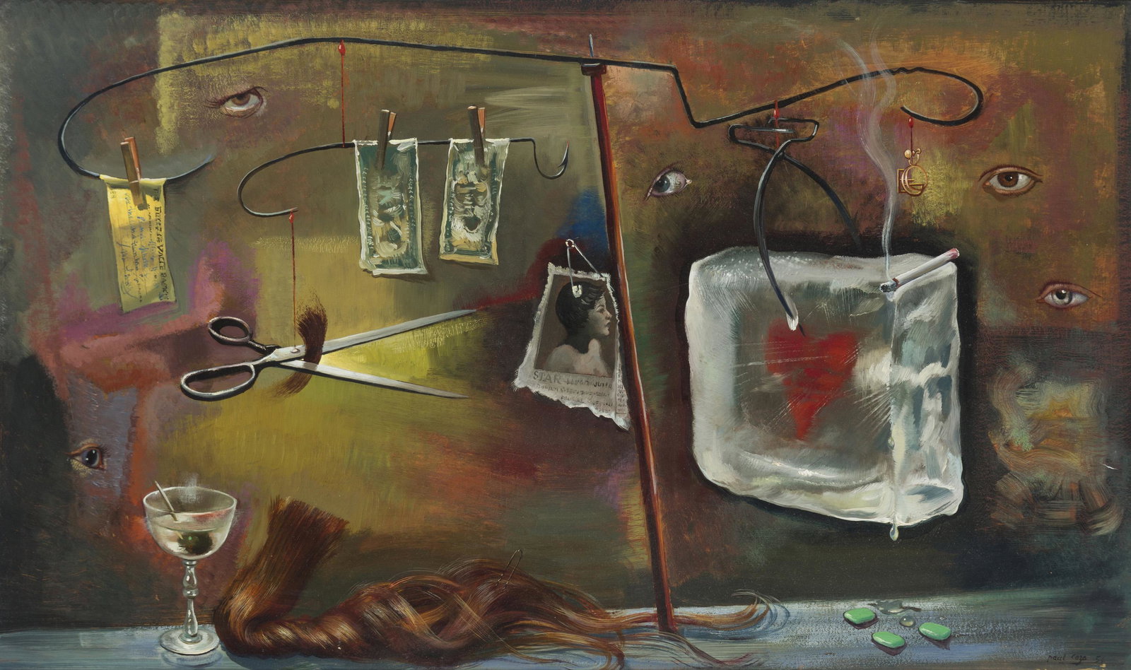 Paul Coze (1903-1974 Phoenix, AZ): "It is Not My Mother," 1954 Oil on board Signed and dated lower right: Paul Coze 18" H x 30" W