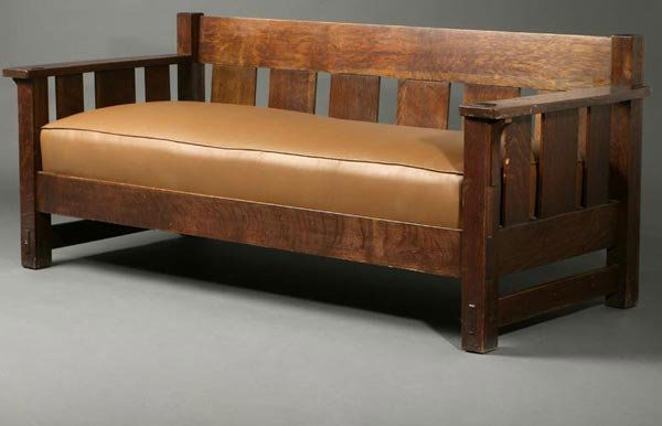 Flexsteel Mission Arts And Crafts Style Oak Sofa Chairish