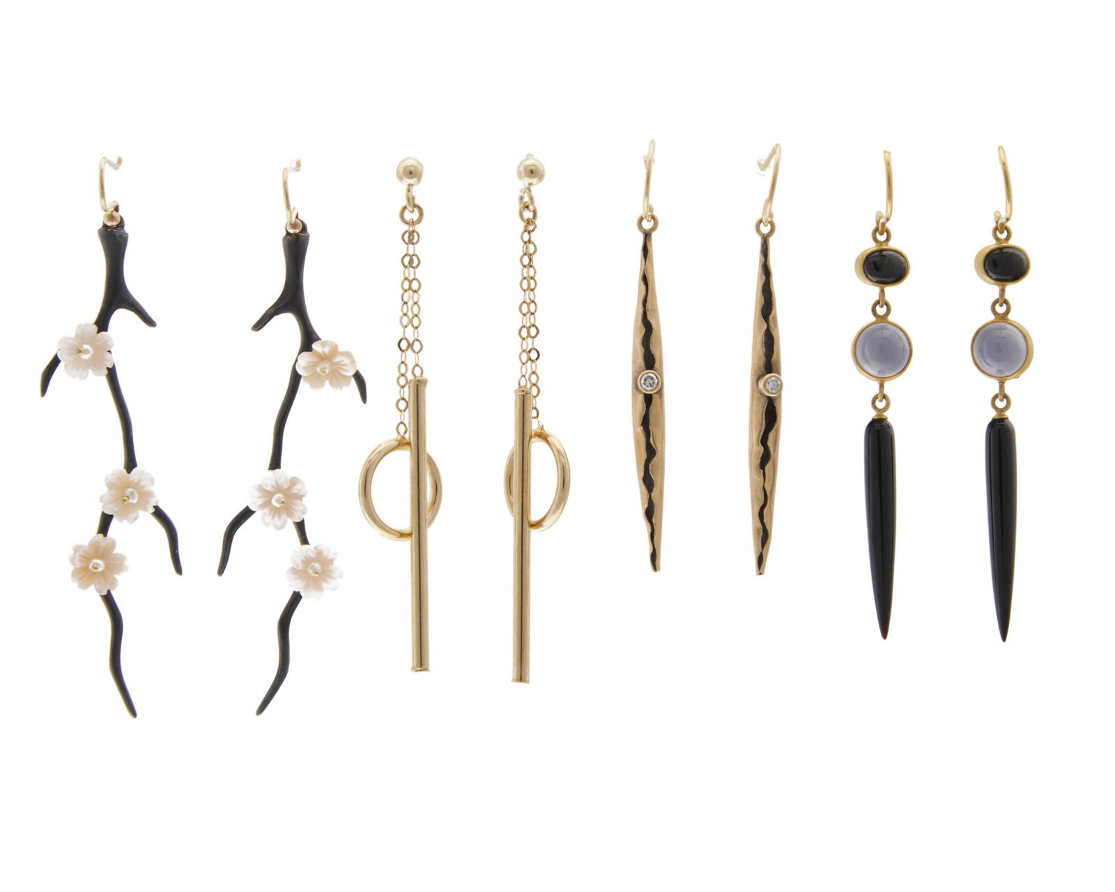 Four pairs of gold and gemstone earrings (1 of 1)