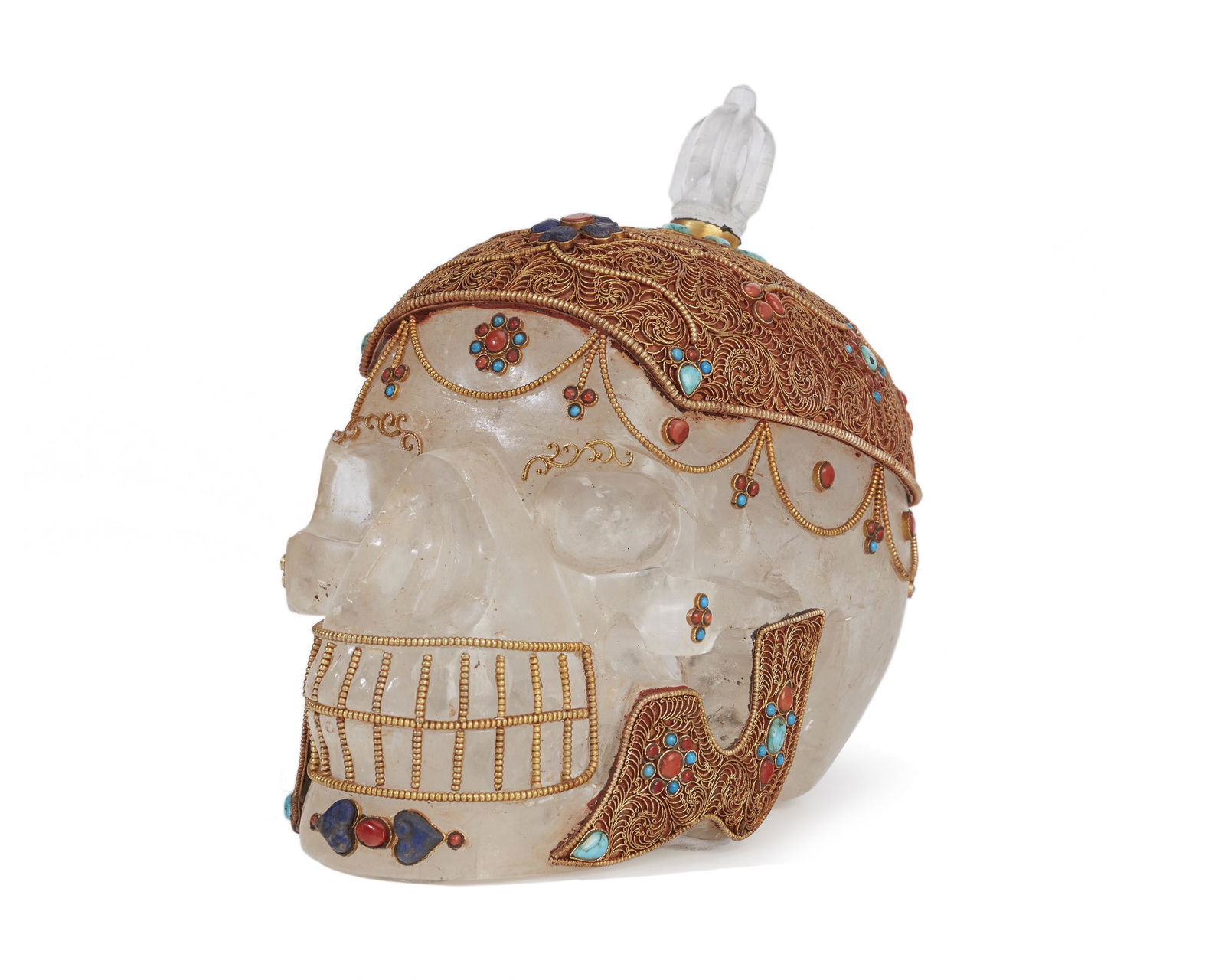 A carved and gem-set rock crystal skull (1 of 1)