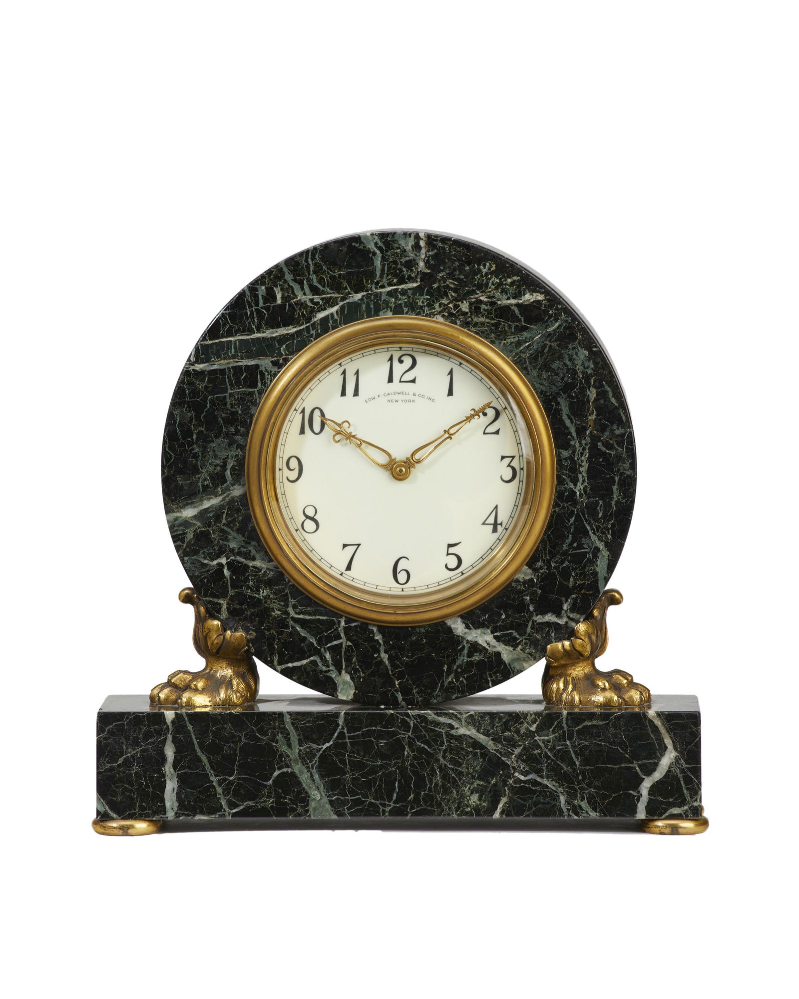An E.F Caldwell green marble clock (1 of 2)