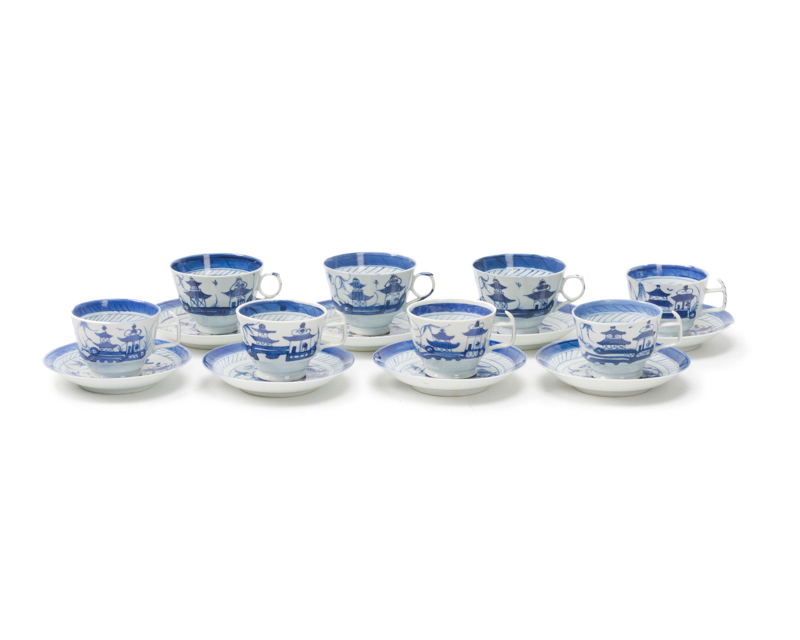 Eight pairs of Chinese Canton porcelain cups and (1 of 2)
