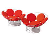 A pair of Verner Panton for Plus-Linje "Peacock" chairs