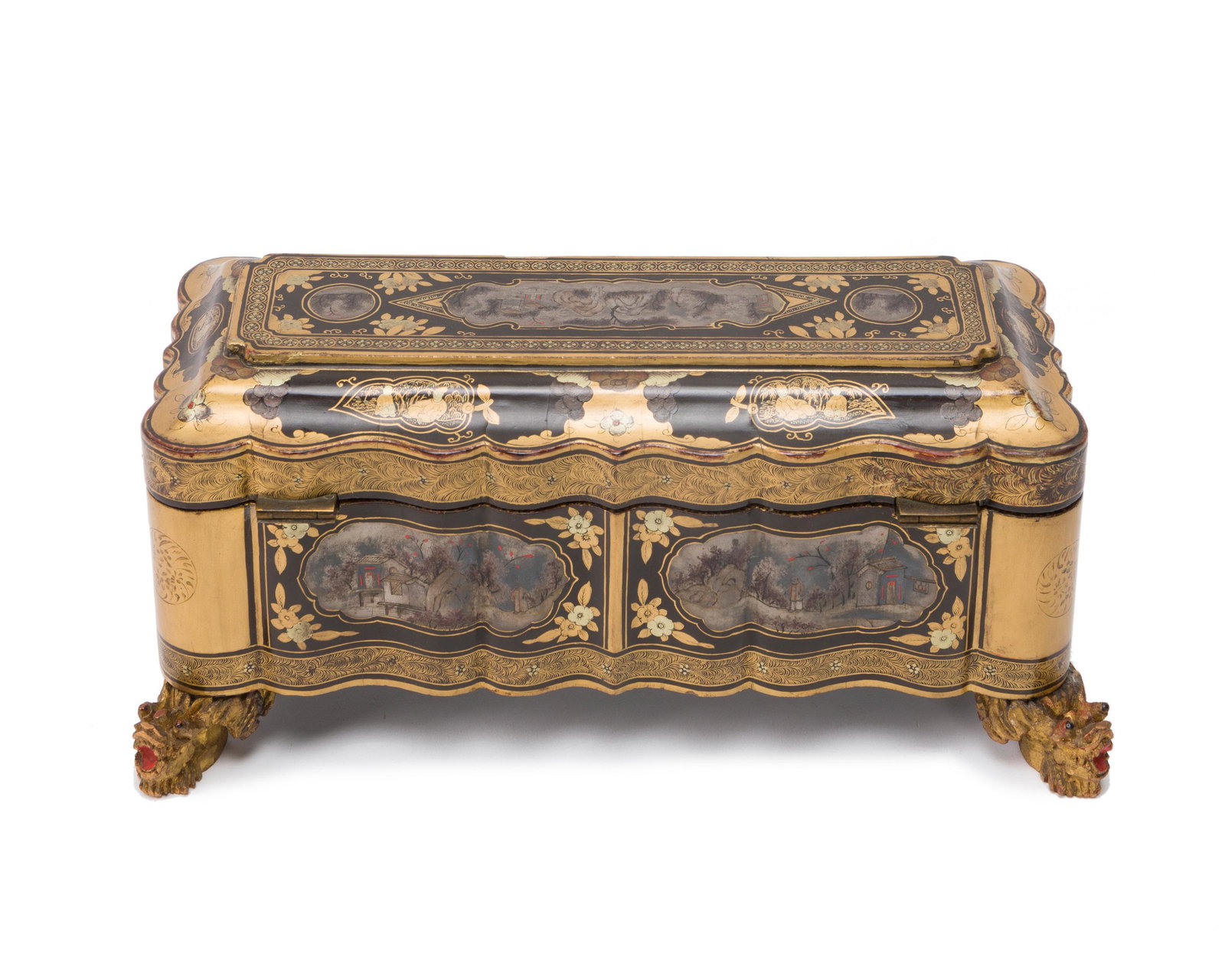 A Chinoiserie lacquer pen box (1 of 2)