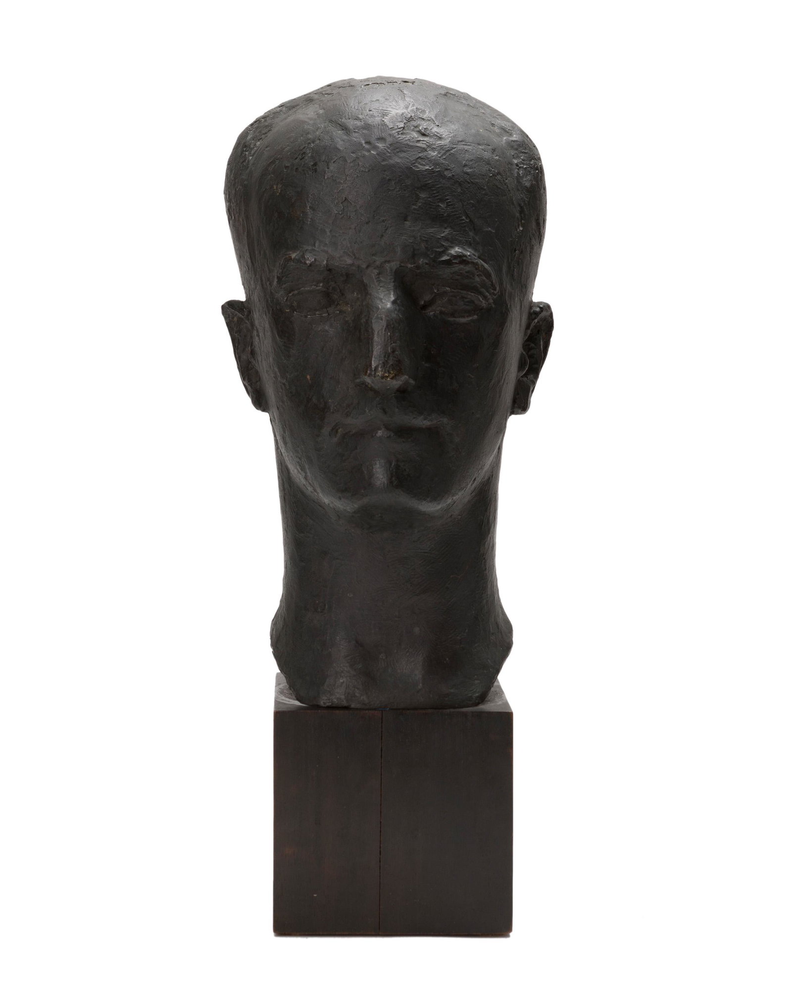 20th Century Continental School: Bust of a man Patinated cast bronze bust of a man Signed indistinctly: M Pimond / Cire Perdue Bisceglia Bronze: 15.5" H x 7.5" W x 9" D