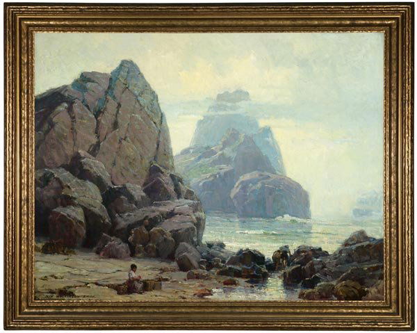 Jack Wilkinson Smith (1873-1949): Oregon's Grey Coast, signed lower left: Jack Wilkinson Smith, signed again and titled on the verso of the original canvas, oil on canvas laid to canvas, 28'' x 36'', est:$30,000/40,000. Provenance: Pr