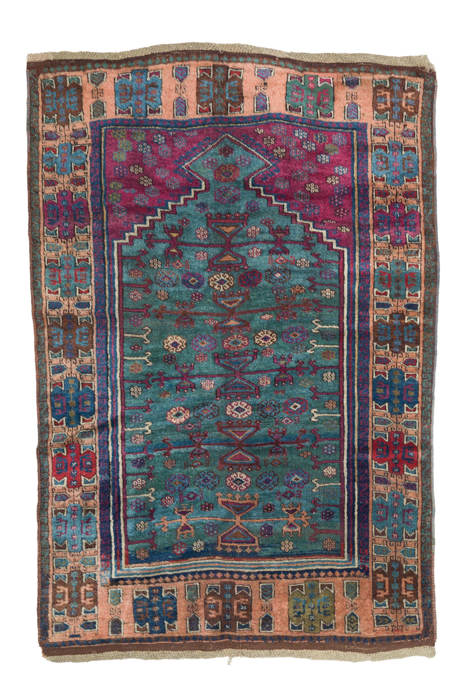 An Anatolian Yurok prayer rug: First quarter 20th century Wool on wool foundation 63" H x 41.5" W